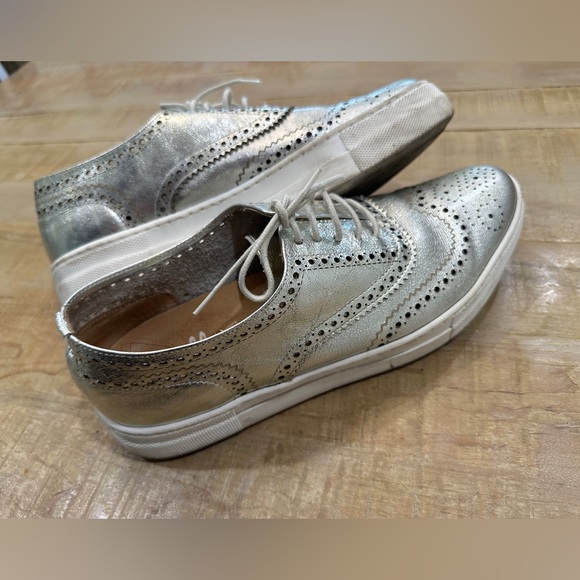 Shellys London STELLA  metallic silver Oxford platform shoes sneakers lace up - Picture 4 of 14